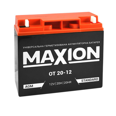 Промисловий акумулятор MAXION AGM 12V 20Ah R+ (правий +) 12-20