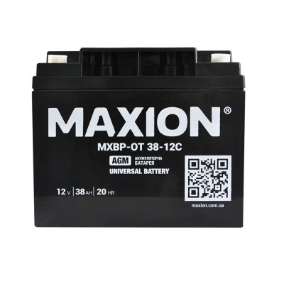 Промисловий акумулятор MAXION AGM 12V 38Ah L+ (лівий +) BP OT 12 - 38C