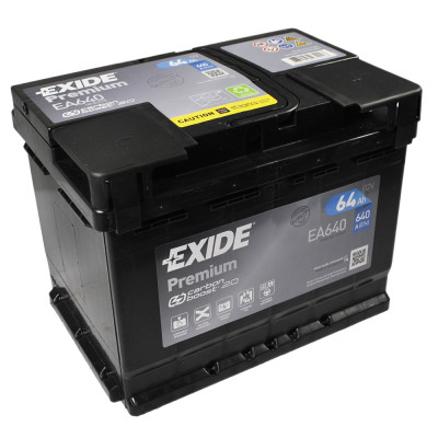Акумулятор EXIDE 64Аh 640Ah Premium EA640 R+ (правий +)