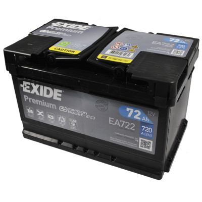 Акумулятор EXIDE 72Аh 720Ah Premium EA722 R+ (правий +)