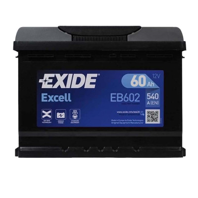 Акумулятор EXIDE 60Аh 540Ah Excell EB602 R+ (правий +)