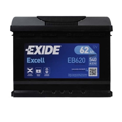 Аккумулятор EXIDE 62Аh 540Ah Excell EB621 L+ (левый +)