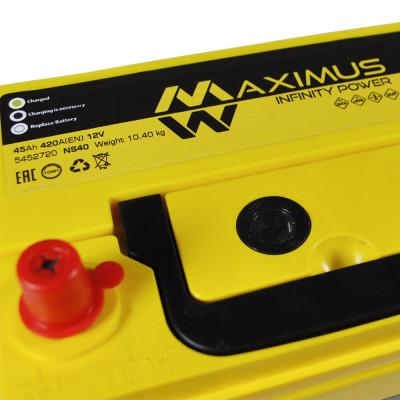 Акумулятор MAXIMUS 45Ah 420A L+ Asia smf (NS40) т.к.