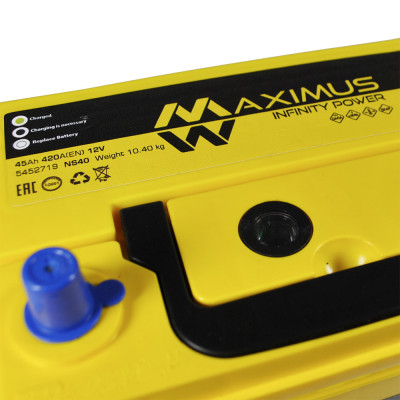 Акумулятор MAXIMUS 45Ah 420A L+ Asia smf (NS40) т.к.