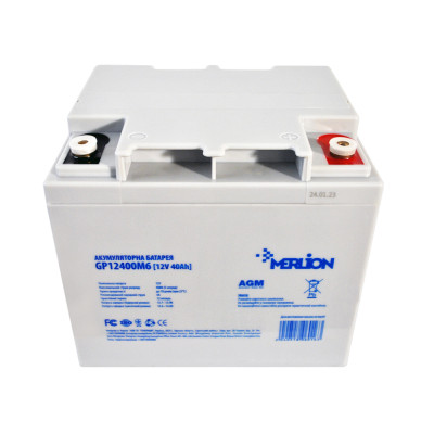 Промисловий акумулятор MERLION AGM 12V 40Ah R+ (правий +) Промисловий акумулятор MERLION AGM 12V 40Ah R+ (правий +)