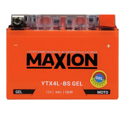 Мото акумулятор MAXION Gel 12V 4A R+ (правий +) YTX 4L-BS