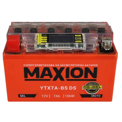 Мото акумулятор MAXION 12V 7A L+ (лівий) YTX 7A-BS DS (DS-iGEL)