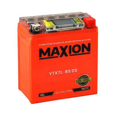 Мото акумулятор MAXION 12V 7A R+ (правий +) YTX 7L-BS DS (DS-iGEL)