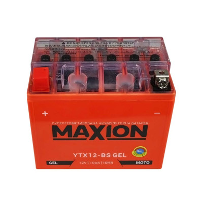 Мото акумулятор MAXION Gel 12V 10A L+ (лівий +) YTX 12-BS
