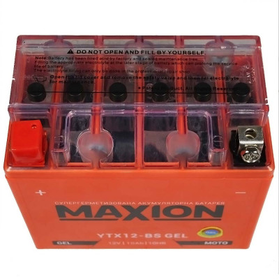 Мото акумулятор MAXION Gel 12V 10A L+ (лівий +) YTX 12-BS