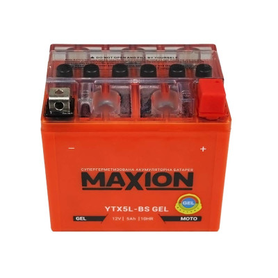 Мото акумулятор MAXION Gel 12V 5A R+ (правий +) YTX 5L-BS