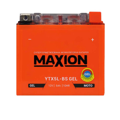 Мото акумулятор MAXION Gel 12V 5A R+ (правий +) YTX 5L-BS