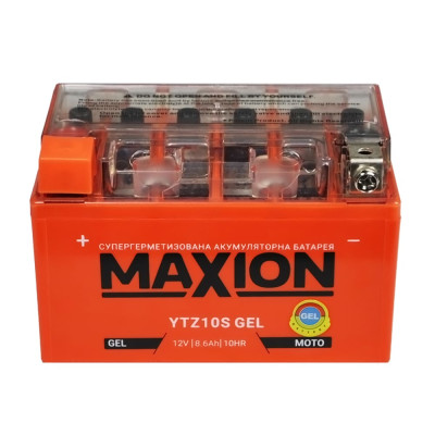 Мото акумулятор MAXION GEL 12V, 8,6A L+ (лівий +) YTZ 10S