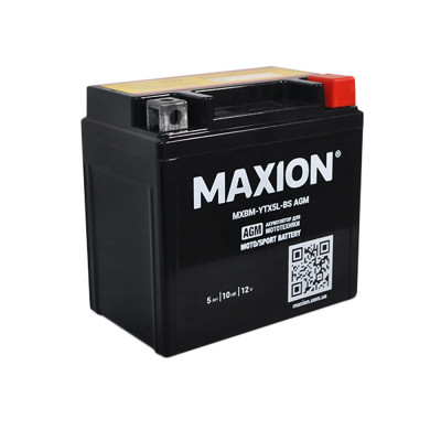 Мото акумулятор MAXION AGM 12V, 5A R+ (правий +) YTX 5L-BS