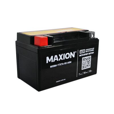 Мото акумулятор Maxion AGM 12V 7A L+ (лівий +) YTX 7A-BS