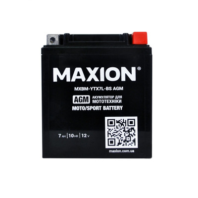 Мото акумулятор MAXION 12V 7A R+ (правий +) YTX 7L-BS AGM