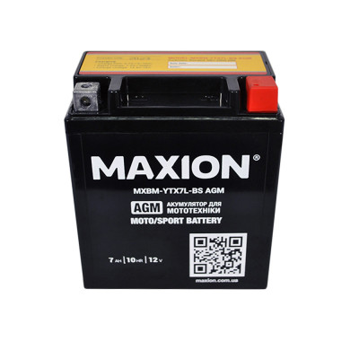 Мото акумулятор MAXION 12V 7A R+ (правий +) YTX 7L-BS AGM
