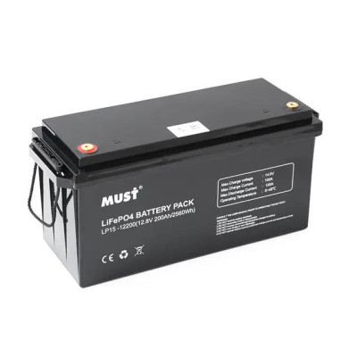 Акумулятор MUST 12,8V/200Ah, 2560W*h, (LiFePO4, для будинку, котла, сонячних батарей)
