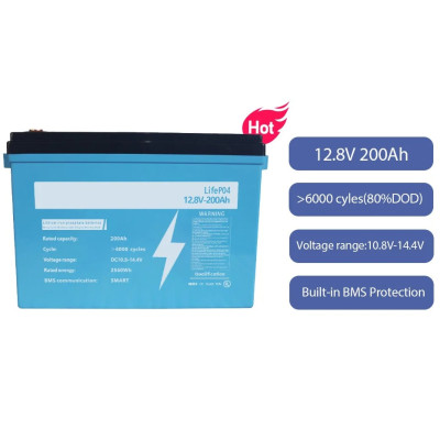 Акумулятор Dipower LiFePO4 12V/200AH (2560W*h), Smart BMS, Bluetooth APP (літій-залізо-фосфатний акумулятор для ДБЖ (UPS))