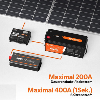 Акумулятор LiTime LiFePO4 12V/200AH (2560W*h) (літій-залізо-фосфатний акумулятор для ДБЖ (UPS))