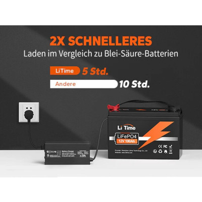 Акумулятор LiTime LiFePO4 12V/100AH (1280W*h) (літій-залізо-фосфатний акумулятор для ДБЖ (UPS))