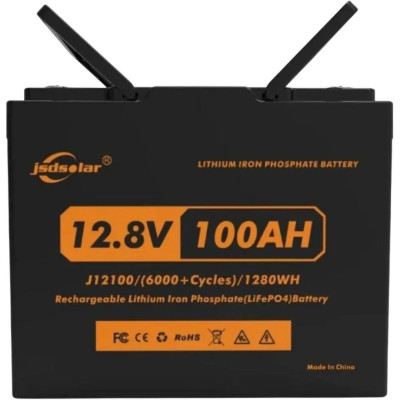 Акумулятор JSDS LiFePO4 12V/100AH (1280W*h), 12100LED, (260х170х215) мм, з Bluetooth