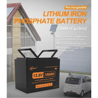 Акумулятор JSDS LiFePO4 12V/100AH (1280W*h), 12100LED, (260х170х215) мм, з Bluetooth