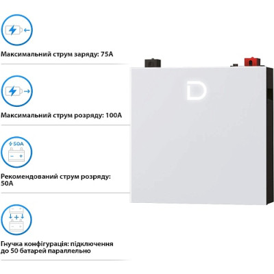 Акумулятор DYNESS 51.2V 100Ah, DL5.0C Pro 5.12kWh LiFePo4 (літій-залізо-фосфатний)