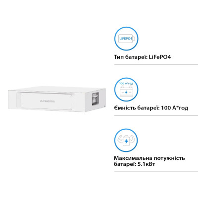 Акумулятор високовольтний Dyness STACK S51100 51.2V 100Аh LiFePO4, 5,12kW (HV, високовольтний модуль) Акумулятор високовольтний Dyness STACK S51100 51.2V 100Аh LiFePO4, 5,12kW (HV, високовольтний модуль)