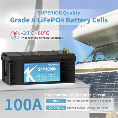 Акумулятор Kepworth LiFePO4 24V/100AH (2400W*h) (літій-залізо-фосфатний акумулятор для ДБЖ (UPS)) Акумулятор Kepworth LiFePO4 24V/100AH (2400W*h) (літій-залізо-фосфатний акумулятор для ДБЖ (UPS))