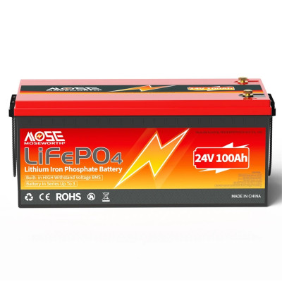 Акумулятор MOSEWORTH LiFePO4 24V/100AH (2400W*h) (літій-залізо-фосфатний акумулятор для ДБЖ (UPS))