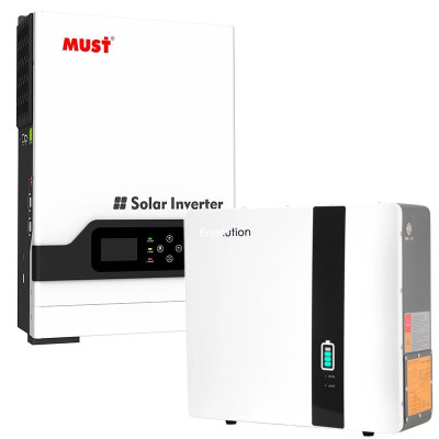 Комплект резервного автономного живлення ДБЖ/UPS Must PV18-5048VHM, 48 В, 80 А, 5000 Вт + Акумулятор Enerlution LFPWall-5000 LiFePO4, 51,2 V 5220 W*h, літій-залізо-фосфатний аку