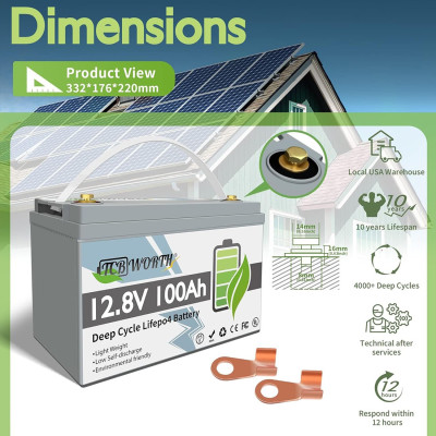 Акумулятор TCBWorth LiFePO4 12V/100AH, 1280W*h, 50A (літій-залізо-фосфатний акумулятор для ДБЖ (UPS)) Акумулятор TCBWorth LiFePO4 12V/100AH, 1280W*h, 50A (літій-залізо-фосфатний акумулятор для ДБЖ (UPS))