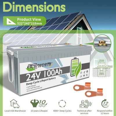 Акумулятор TCBWorth LiFePO4 25,6V/100AH, 2560W*h, 100A (літій-залізо-фосфатний акумулятор для ДБЖ (UPS)) Акумулятор TCBWorth LiFePO4 25,6V/100AH, 2560W*h, 100A (літій-залізо-фосфатний акумулятор для ДБЖ (UPS))