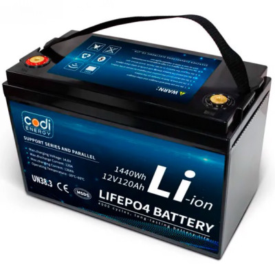 Акумулятор Codi Energy LiFePO4 12V/120AH (1440W*h) (літій-залізо-фосфатний акумулятор для ДБЖ (UPS))