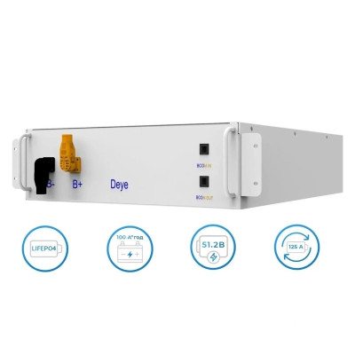Блок акумуляторів 60кВт Deye BOS-G LiFePO4, BOS-G60-61,44kW 614V 100Ah (HV, високовольтний модуль)