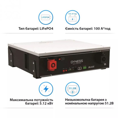 Акумулятор DYNESS DL5.0C, LiFePO4 51,2V/100AH (5120W*h) з підігрівом та Wi-Fi модулем