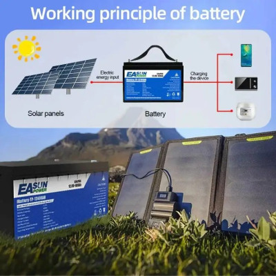 Акумулятор EASUN Power LiFePO4 12V/100AH (1280W*h), для будинку, котла, сонячних батарей