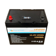 Акумулятор Pulsepad LiFePO4 12V/100AH (1280W*h) Smart BMS, Bluetooth (260х190х215) мм, для будинку, котла, сонячних батарей)
