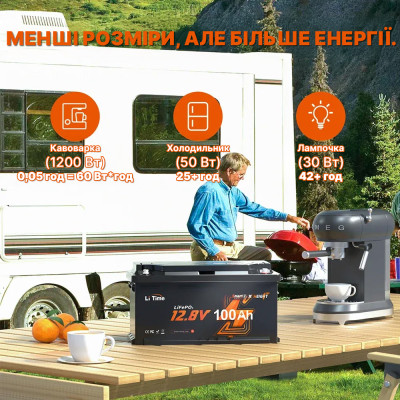 Акумулятор LiTime LiFePO4 12V/100AH H190 (1280W*h), (Smart BMS, Bluetooth, Low Temp) Акумулятор LiTime LiFePO4 12V/100AH H190 (1280W*h), (Smart BMS, Bluetooth, Low Temp)