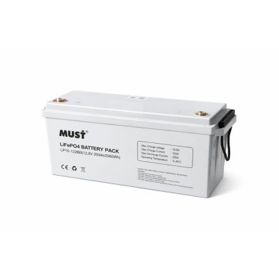 Акумулятор MUST 12,8V/200Ah, 2560W*h, Smart BMS, Bluetooth, (LP15-12200) Акумулятор MUST 12,8V/200Ah, 2560W*h, Smart BMS, Bluetooth, (LP15-12200)
