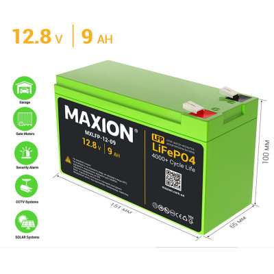 Літієві акумулятори MAXION LiFePO4 MXLFP-12-09 (12V; 9Ah)