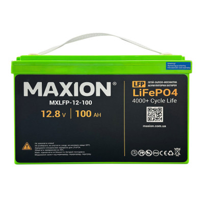 Акумулятор MAXION LiFePO4 12V/100AH (1280W*h) (літій-залізо-фосфатний акумулятор для ДБЖ (UPS))