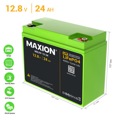 Літієві акумулятори MAXION LiFePO4 MXLFP-12-24 (12V; 24Ah)